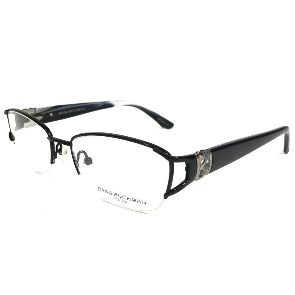 Dana Buchman Eyeglasses Frames JANNAH BK Black Silver Crystals 51-17-132